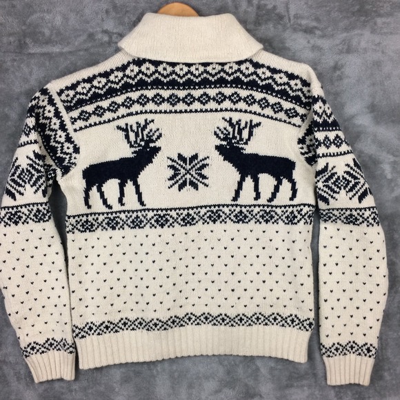 Polo Ralph Lauren Shawl Collar Sweater Mens L Reindeer Nordic Fair Isle Angora - Picture 12 of 15